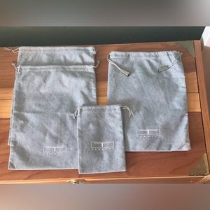 4 Tardini Dust Bags grey/blue 7x9.5”; 6x4”